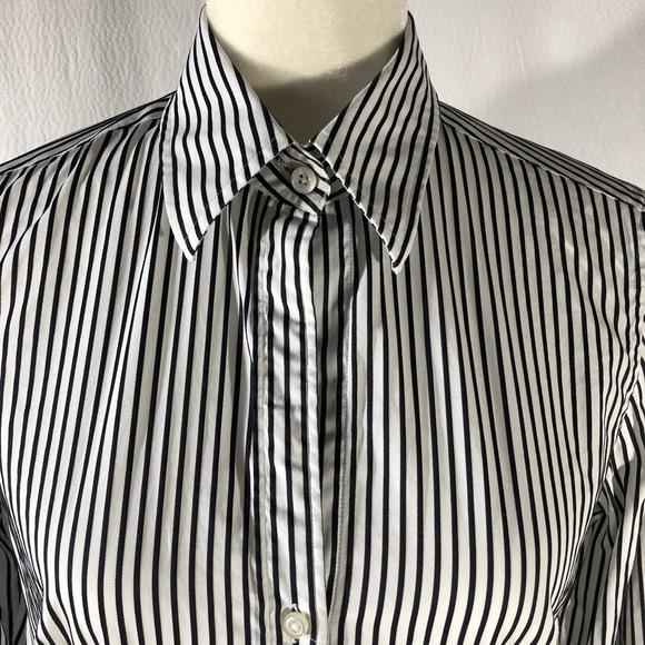 Mark Shale Black/White Striped Long Sleeve Blouse - Picture 2 of 8